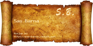 Sas Barna névjegykártya